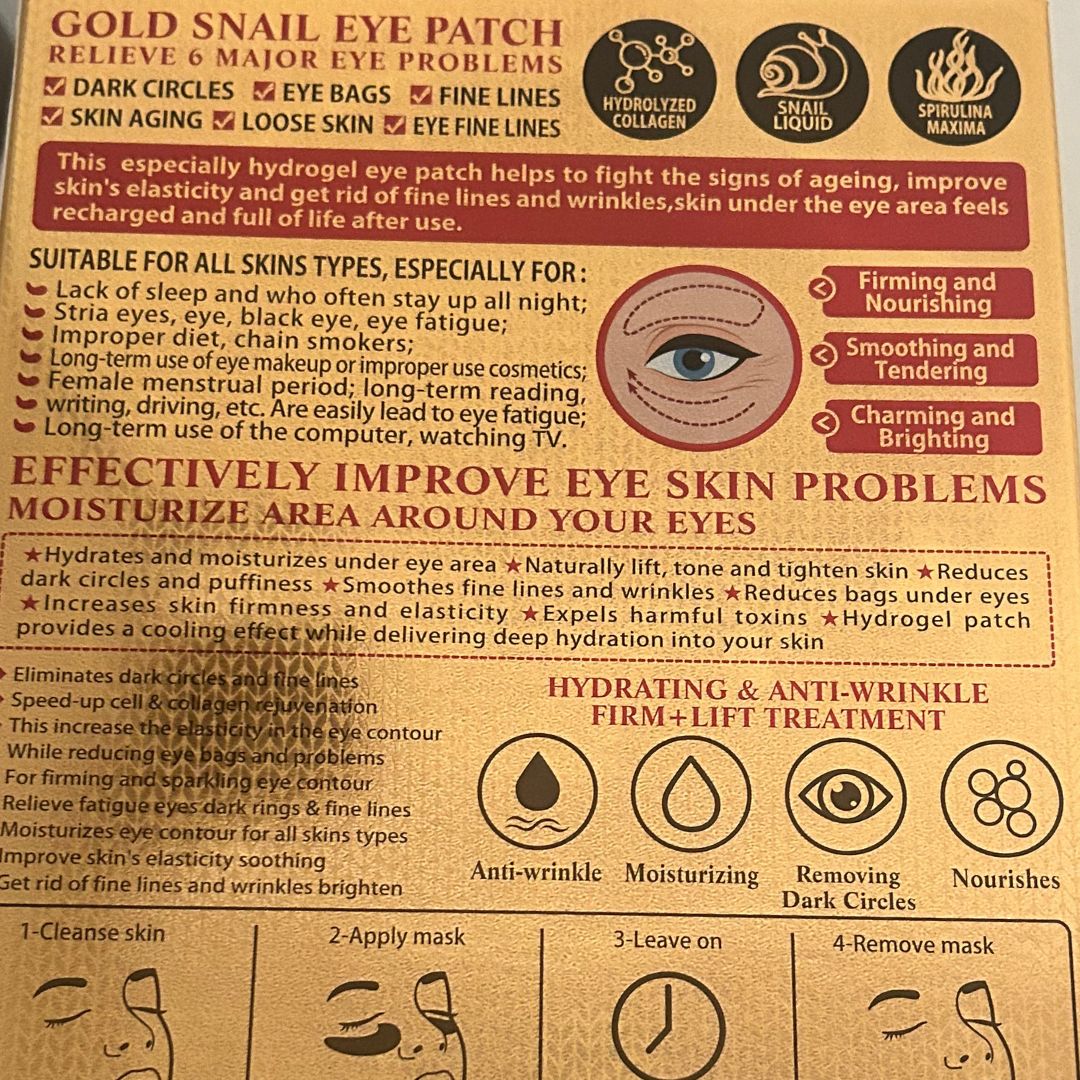 Set 60 de Plasturi Anti-Rid cu Colagen, extract de melc și AUR 24K